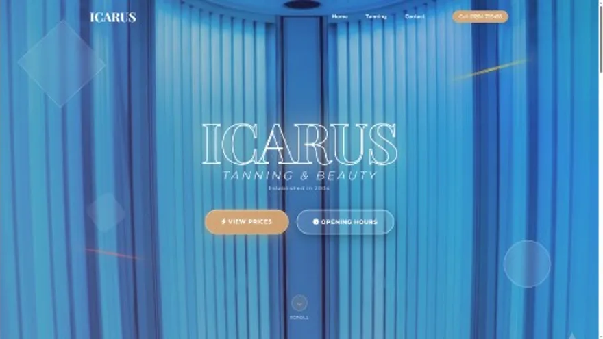 Icarus Tanning Salon website screenshot