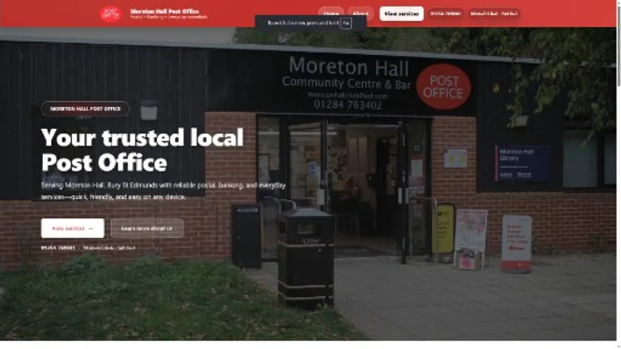 Moreton Hall Post Office website screenshot
